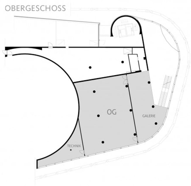 Grundriss Obergeschoss mit den Bereichen OG, Galerie und Technik
