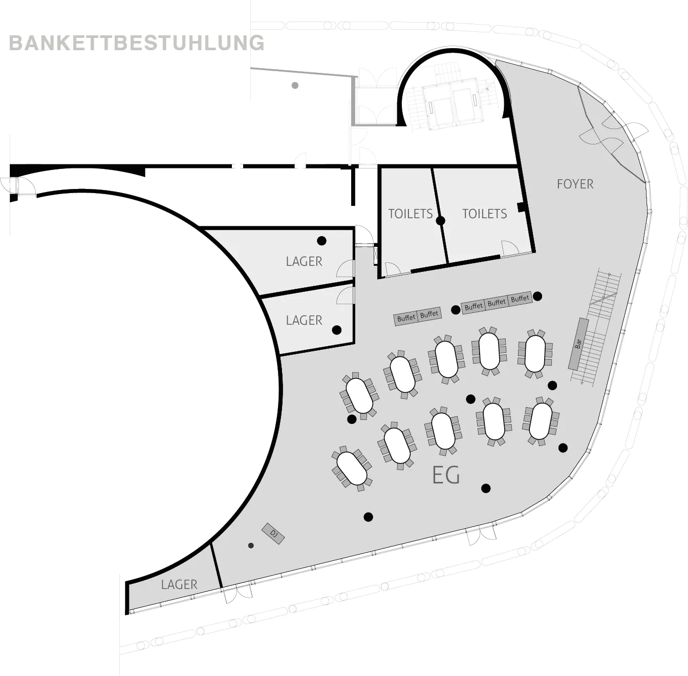 westhafen pier eventlocation frankfurt bankettbestuhlung